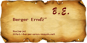 Berger Ernő névjegykártya